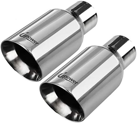 Upower Pack of 2 Exhaust Tip 2.5 inch Inlet 4 inch Outlet 9" Long 304 Stainless Steel 2.5" to 4" Diesel Exhaust Tailpipe Tip Double Wall Slant Cut