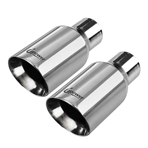 Upower Pack of 2 Exhaust Tip 2.5 inch Inlet 4 inch Outlet 9" Long 304 Stainless Steel 2.5" to 4" Diesel Exhaust Tailpipe Tip Double Wall Slant Cut