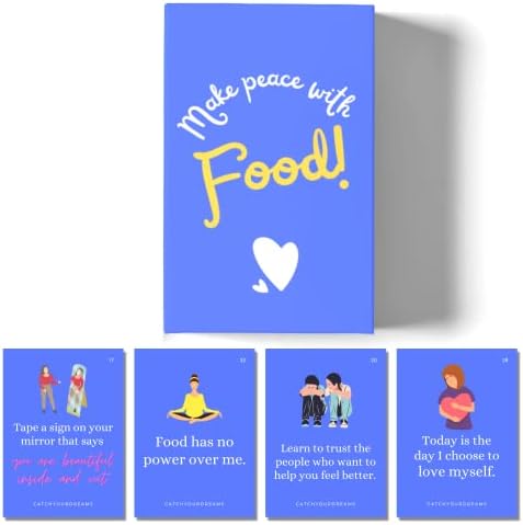 Make Peace With Food - Anorexia Affirmation Cards - Positive Messages and Reminders for Recovery - When Your Teen Has an Eating Disorder - Simple and Powerful Cards to Encourage a Healthy Relationship with Food, Practical CBT Strategies to Help Your Teen Recover from Anorexia, Bulimia, and Binge Eating Disorders for a Life Without ED. Anorexia Recovery Gift By Catchyourdreams