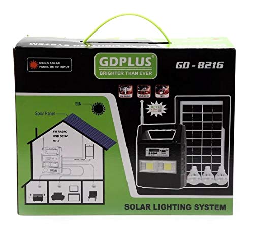 Kit Painel Placa Solar E Bateria 3 Bulbo Led + Radio Usb Mp3