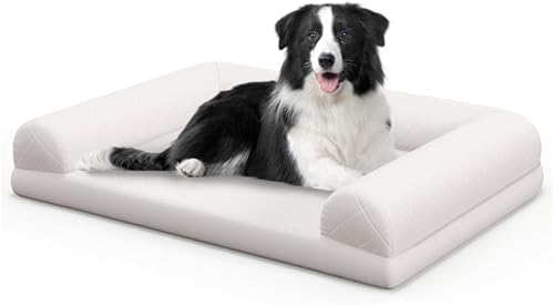 Cama ortopédica para perro de 36 pulgadas, material de esponja en forma de huevo, reforzado en tres lados, funda de cama desmontable y lavable,
