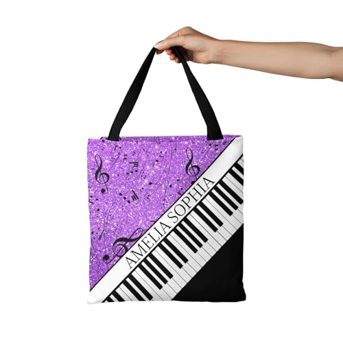 Personalized Name Ocean Glitter Music Note Piano Handbag Gift Bags Christmas Treat Bags for Holiday Party Gift Bags2