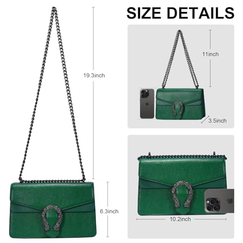 TRBSXRT Satchel Purse for Women - Vintage Lychee Pattern Chain Crossbody Bag Leather Shoulder Handbags Square Satchel Purse2