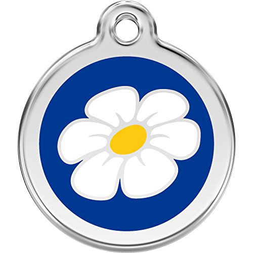 Red Dingo Personalized Daisy Pet ID Dog Tag (Small Dark Blue)
