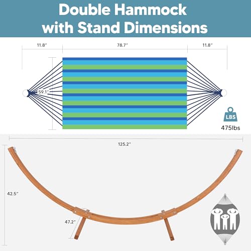 Image of SUNCREAT Hammocks Double Hammock with 10 ft Wooden Stand Included, Green