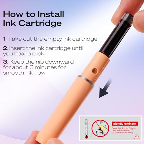Image of WRITECH Retractable Fountain Pen Set: Fine Nib Black Ink Pen Includes 5 Ink Cartridges No Leaking for Smooth Writing (Orange)