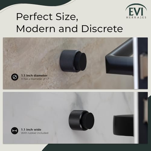 Butée de porte murale amortisseur noir mat moleté diamant durable - 5