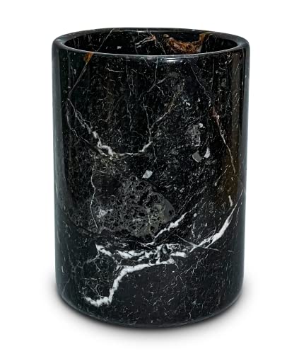 TheWolfard Black Zebra Marble Champagne Wine Cooler Bucket and Utensils Holder, Best Handmade & Inside Polished for Kitchen Accessories & Housewarming Gifts with Non-Slip Scratch Proof Pad
