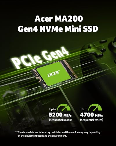 acer MA200 M.2 2230 SSD NVMe 512GB, PCIe Gen 4, Read Speeds Up to 5200 MB/s, Great for Steam Deck, Asus ROG Ally, Microsoft Surface Handheld Gaming Devices Storage Expansion - BL.9BWWA.153 - Image 3