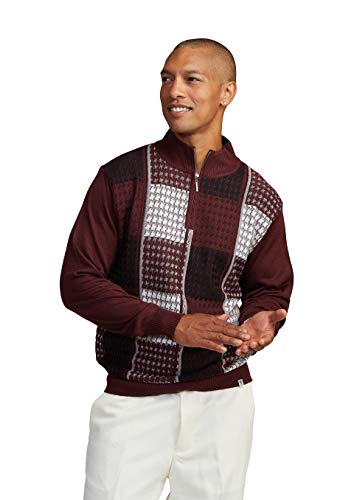 Stacy Adams Men's Sweater, Multi Square Houndstooth Pattern (5Xl, Bordeaux) #TOP3