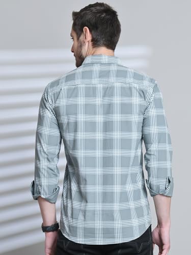 Image of Majestic Man Slim Fit Cotton Casual Check Shirt for Men