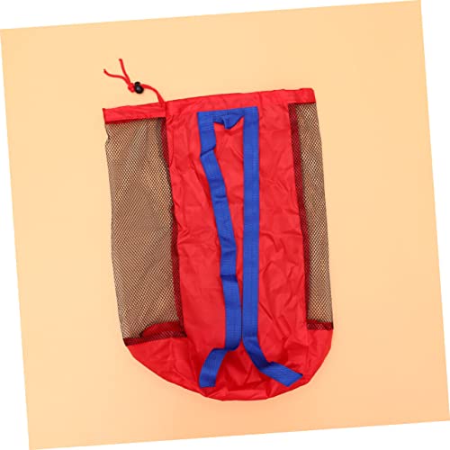 SUPVOX 1pc Large Capacity Mesh Bag for Beach Toys Snacks and Books Shoulder Strap Versatile Storage for Boys and Girls Red Color2