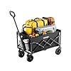 VEVOR Collapsible Wagon Carts, 120L & 225LBS Folding Wagons with All-Terrain Wheels, Heavy Duty Outdoor Utility Cart with Adjustable Handle, Portable Camping Cart for Beach Grocery Garden Black