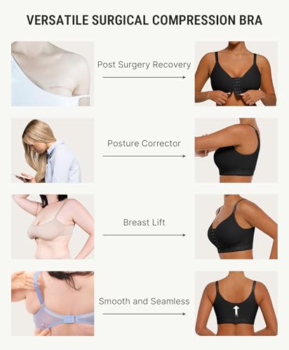Image of FeelinGirl Post Surgery Bras for Women Front Closure Mastectomy Bras Surgical Wireless Full Coverage Compression Bra