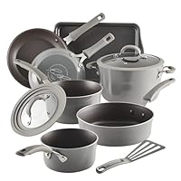 Rachael Ray Cook + Create Nonstick Cookware/Pots and Pan Set, 10 Piece, Gray