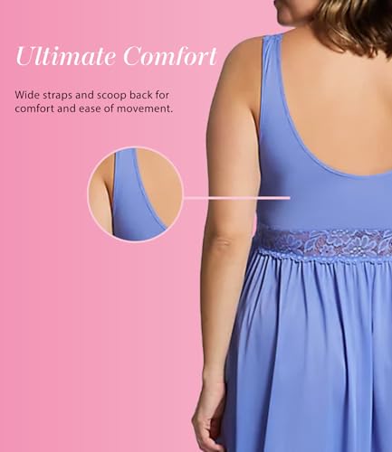 Image of Exquisite Form Women's 70807 Nylon Tricot Sleeveless Long Nightgown with Floral Lace