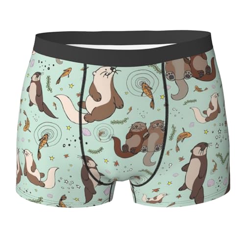 Otters Print Men's Funny Underwear Boxer Briefs, Warriors & Scholars Mens boxer Shorts Boxer