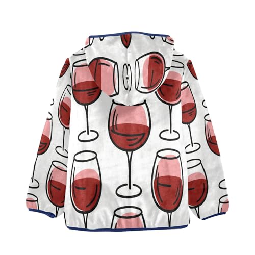 Wine Glasses Pattern Print Design Toddler Fleece Jacket Girl Boys Hooded Fleece Jacket Coat Warm Outwear Zip-up 3-10T2