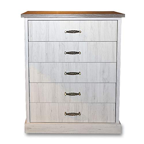 homes r usEMILY Collection Chest Of Drawer, Grey - 91 x 47 x 115 cms