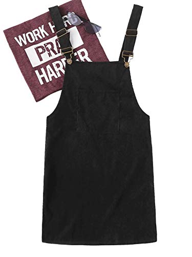 Floerns Women's Corduroy Bib Pocket Pinafore Overall Dress Black S #TOP4