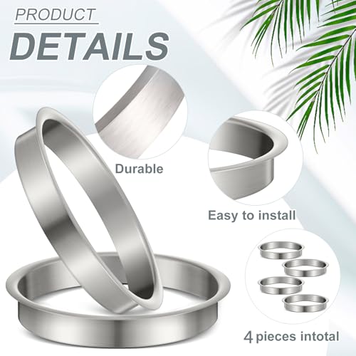 Image of Honeydak 4 Piece 8 inch (Nominal) Diameter x 1 inch Height 304 Polished Stainless Steel 8 inch x 1 inch Trash Grommets for Countertop Inserted Trash Kitchen Cabinet Counter Bin, Ease to Install