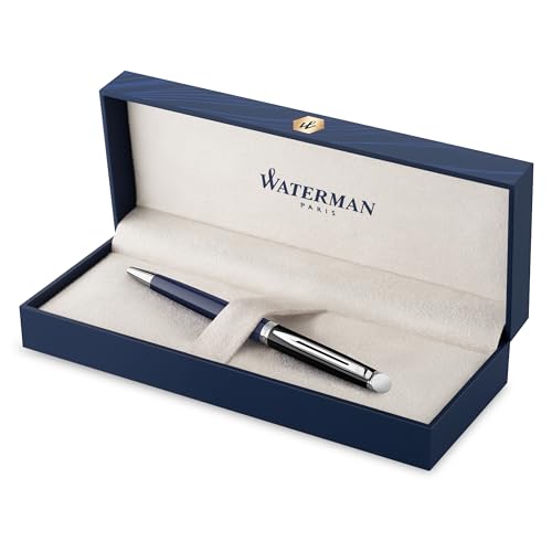 Waterman Hémisphère Bolígrafo | lacado negro y azul con adornos de paladio | punta media | estuche de regalo