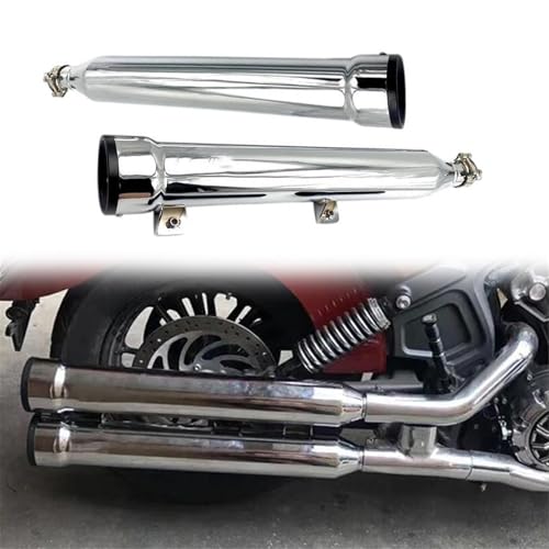 Auspuffzubehör Motorrad Chrom/Schwarz Slip Ons Schalldämpfer Auspuff Edelstahl Zubehör Für Indian Sixty 2016-2021 2020 2019 2018 2017(Chrome)