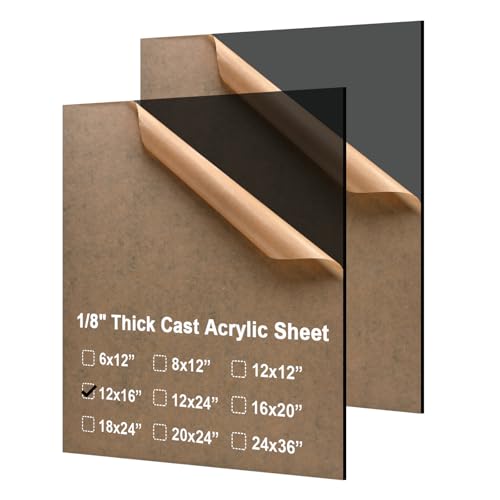 Image of KINLINK 12x16 Plexiglass Sheets 1 /8 inch Thick - 3mm Black Transparent Cast Acrylic Sheet, Plastic Sheet Polycarbonate Sheet for DIY Project, Craft, Acrylic Sign Wedding Invitation 2 Pack