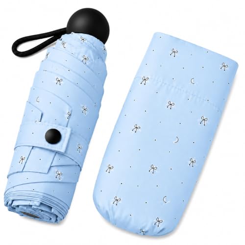 Image of Umbrella for Rain and Sun Protection UPF50+ Mini Capsule Foldable Umbrella for Women Men | 5-Fold Compact Travel Umbrella | Windproof UV Protection | Ring Buckle Anti-Loss