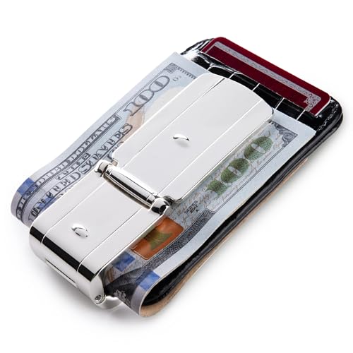 Zurich Silver MoneyClamp® with Leather Wallet, The Only Money Clip that Never Loses Its Grip, Forever Warranty
