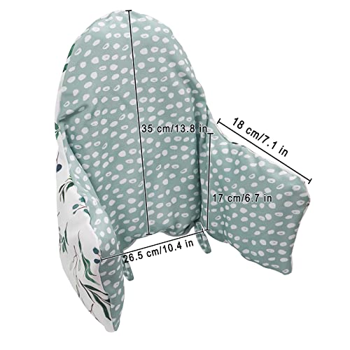 Image of High Chair Cushion, Type High Chair Cover Pad, 2 Pieces pad for High Chair,highchair Cushion for IKEA Antilop Highchair, Built-in Inflatable Cushion (Fresh Leaves and Stone Flowers)