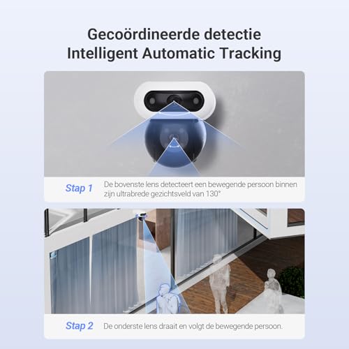 EZVIZ C90 Dual 8MP (4MP+4MP) Beveiligingscamera Buiten Wifi, 360° Camera Buiten Nleurennachtzicht, Camera Beveiliging Wifi AI-detectie van Personen/Voertuigen, Tweerichtingsaudio, Alexa, Waterdicht - Afbeelding 4