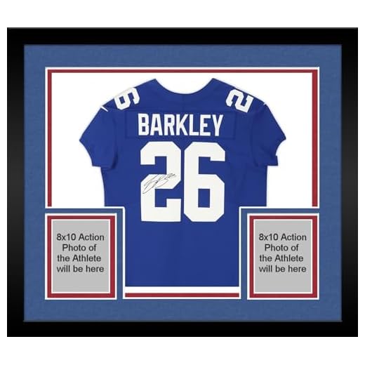 Framed Saquon Barkley New York Giants Autographed Blue Nike Elite Jersey - Autographed NFL Jerseys