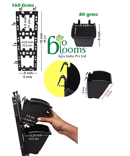 Image of Bio Blooms Agro India Pvt. Ltd. Vertical Wall Hanging Garden Pots | 4 Panels and 12 Flexible | Easy Installation, Drainage Design, Indoor Outdoor Use for Vegetables, Herbs, Flowers M2 Model