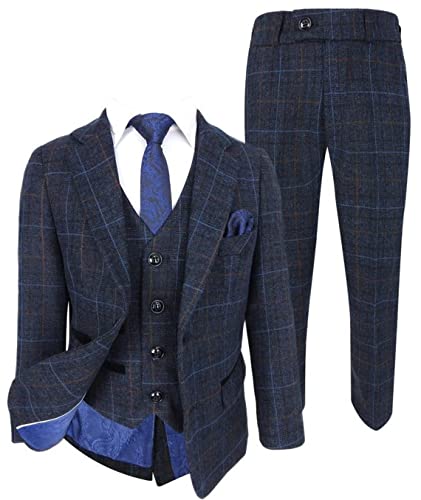 Traje retro de tweed a cuadros para niño conjunto de vestir elegante 3
