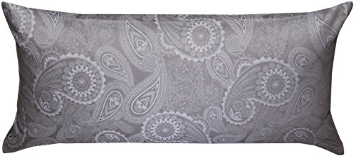 Bettwaesche-mit-Stil Mako Satin Damast Paisley Bettwäsche Garnitur Davos Kissenbezug 40x80 weiß - grau