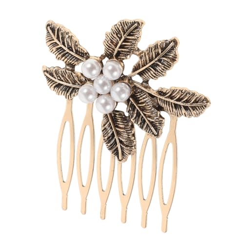 CALLARON 葉の髪の櫛 ブライダルヘアアクセサリー 結婚式用のヘアコーム ウエディングヘアアクセサリー 装飾的な髪の櫛 ブライダルヘアコーム 花嫁のアクセサリー 亜鉛合金 Golden