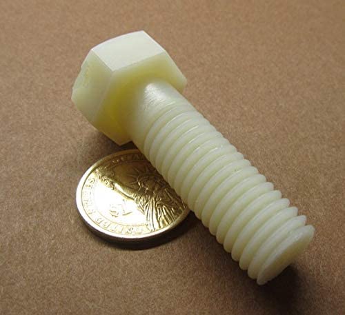 Natural Nylon Hex Head Bolts PT 5/8"-11 Thread x 2.00" Long 20 pcs