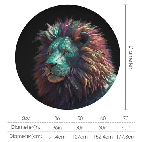 Nappe ronde lion abstrait imperméable, nappe lavable et antitache de 127 cm - 3