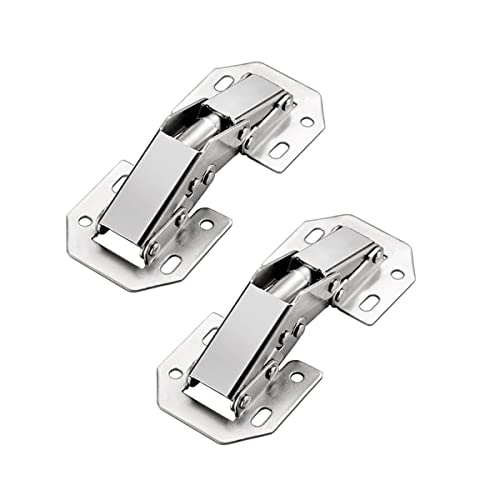 Qrity 2 X Klein Aufschraubscharnier mit Feder Öffnungswinkel 90° Küche Schrank Türscharniere, Kein Slot erforderlich, Geeignet für die Dicke der Türverkleidung 8~14mm
