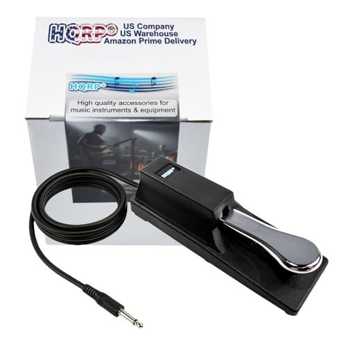 image for HQRP Sustain Pedal for Keyboard, 6.5 ft Cord, Universal 1/4'' Plug, Po