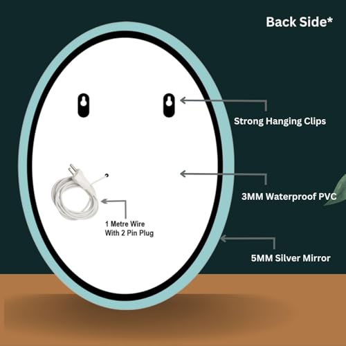 Image of Creative Arts n Frames LED Wall Mount HD Mirror with 3 Color Light Tone for Home Wall Living Room Bedroom Bathroom Hotel Decor Items (18x24 inch Oval)