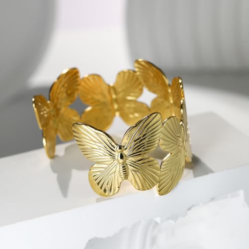 FLORA FEMININOS BRACELETE FOLHEADO A OURO 18K BORBOLETAS
