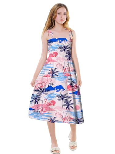 Image of SANGTREE Girls' Women's Summer Sundress Casual Smocked Floral Beach Holiday Dress, 18 Month - XL