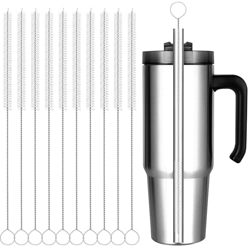 AZLIFEEU 12 inch Straw Cleaner Brush, 10 Pack Extra Long Bottle Straw Cleaning Brushes for Reusable Metal/Glass Straws, Sippy Cups, Water Bottles Spouts & Small Pipes