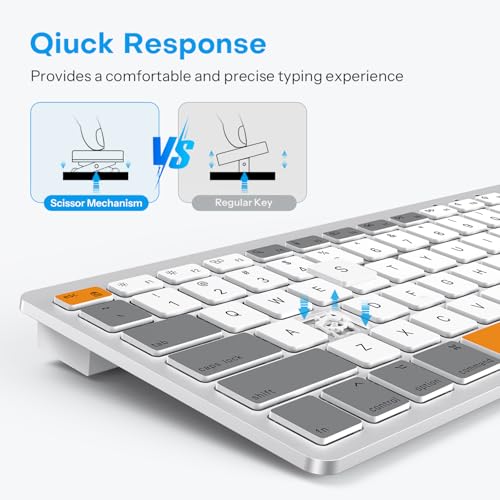 Image of OMOTON Wired Keyboard for Mac Devices ONLY with Dual Interface, Comfortable Typing Angle & Stable Connection, Compatible with MacBook, iMac, Mac mini, PC-White & Orange & Grey