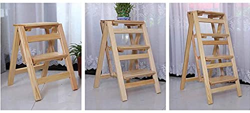 Tabouret échelle pliant 4 marches en bois pour home library - 4