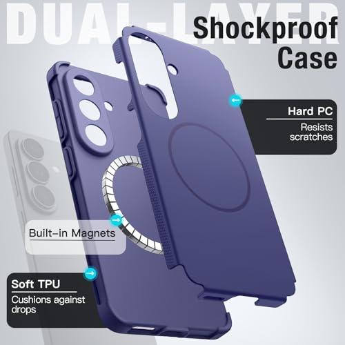 Image of JETech Magnetic Cover Case for Samsung Galaxy S26, Compatible with MagSafe, Dual-Layer Heavy Duty Shockproof Phone Cover, Camera Lens Full Protection, Anti-Scratch Hard PC Back (Cobalt Violet)
