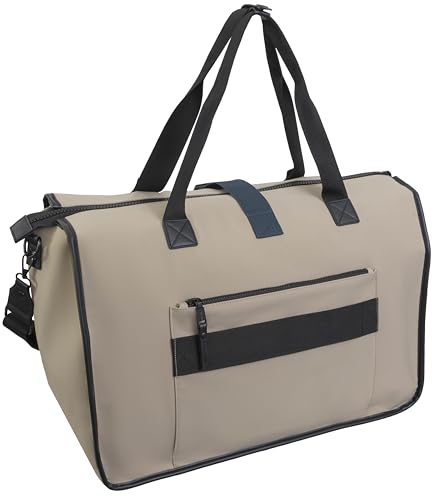 Joan & David 20 Inch Sport Nylon Weekender Travel Duffle Bag with Mesh Organizer Pockets (Tan/Multi)3