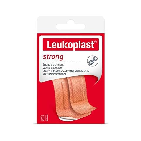 Leukoplast Strong First Aid Plaster Strips - Sterile Highly Absorbent, Low Adherent Fabric Wound Dressings with Breathable Soft Padded Design - 20 PCs Cover